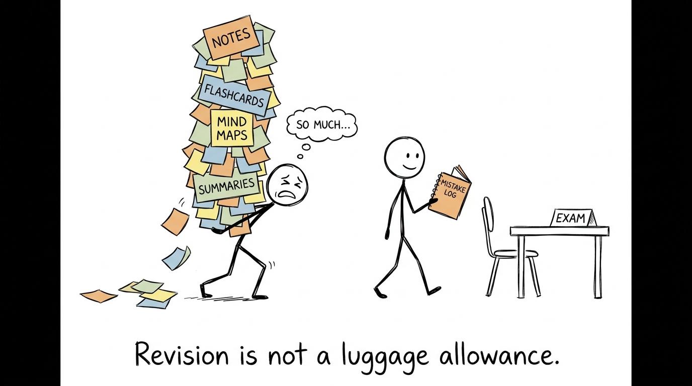 A small mistake log wins a race against an enormous tower of revision notes