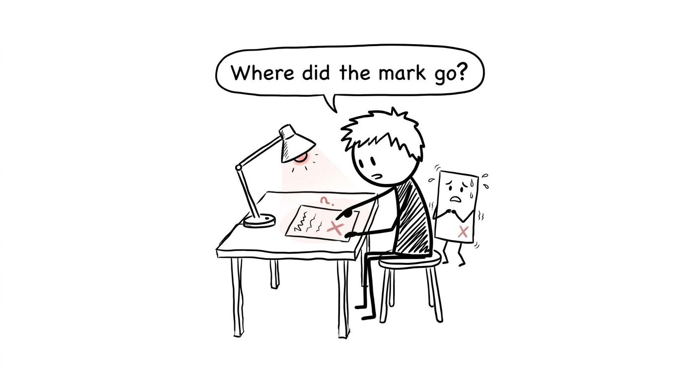 A student investigating marks lost on a practice paper