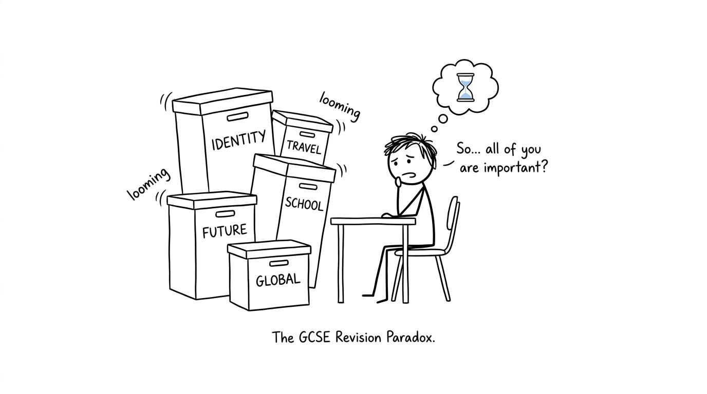 A student negotiates revision time with five eager GCSE Arabic themes