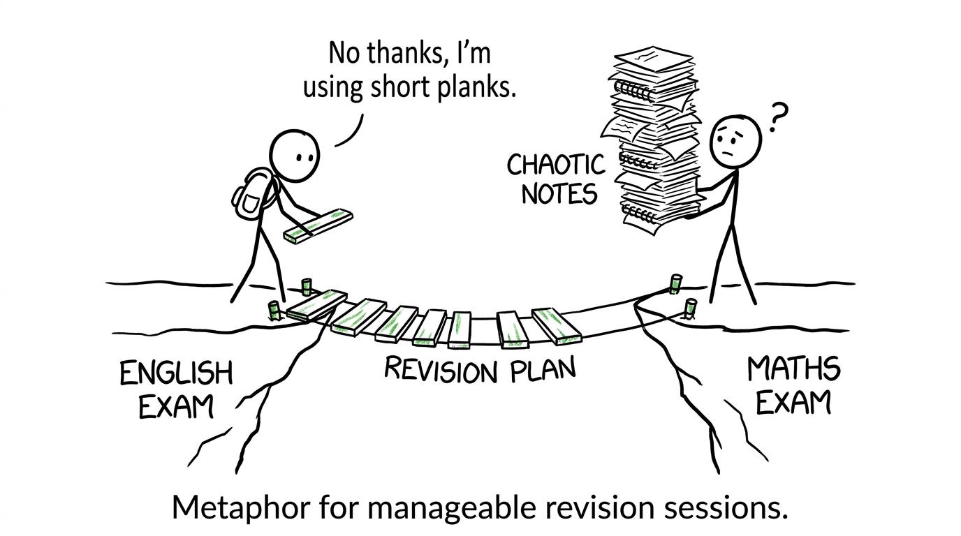 A student builds a manageable bridge between English and maths exams
