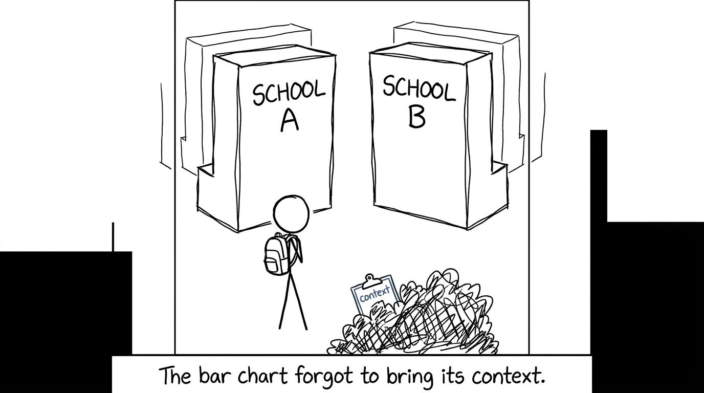 A school-results bar chart searching for its missing context
