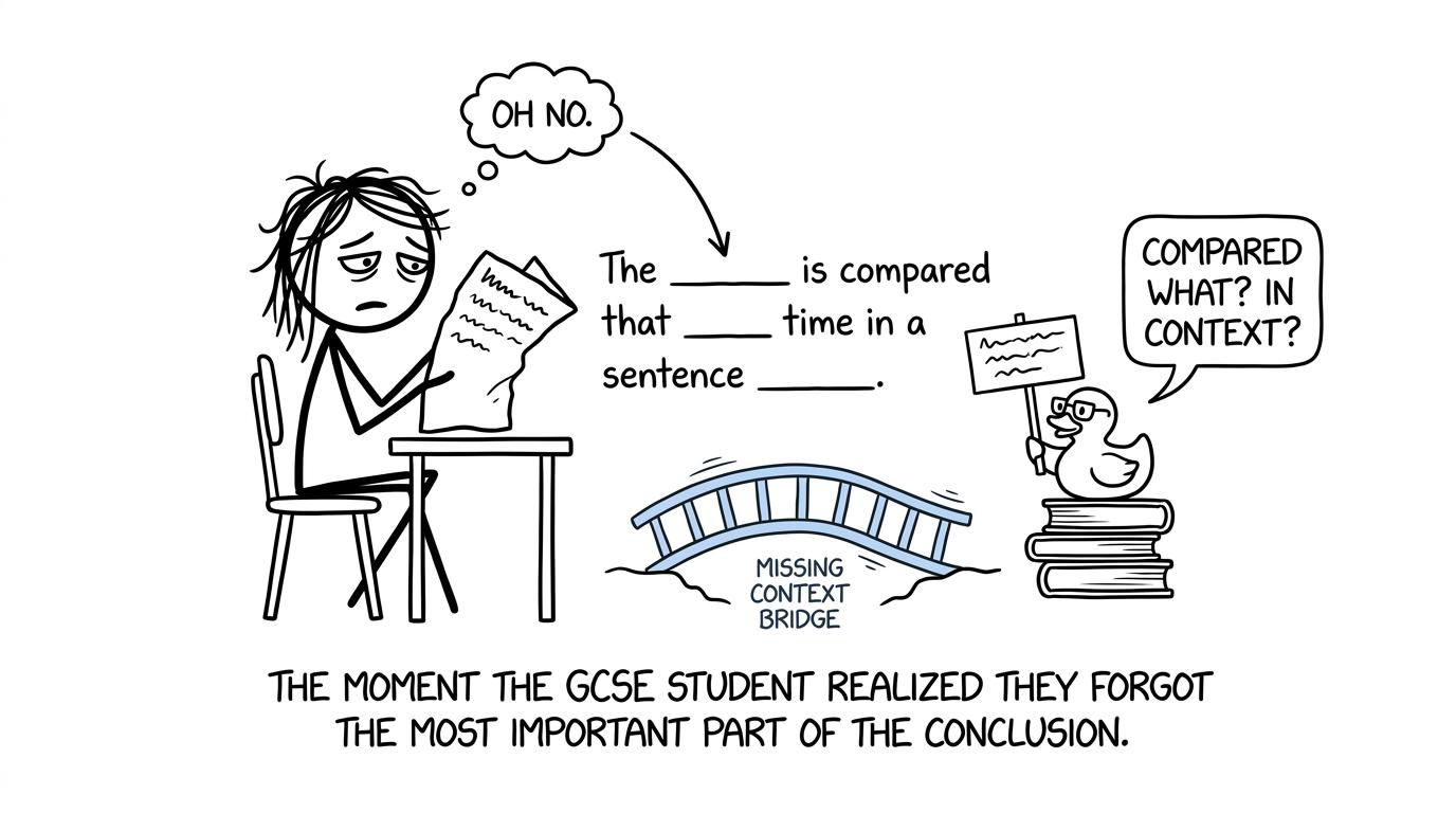 A student discovers a missing logical bridge while reading a statistics conclusion to a rubber duck