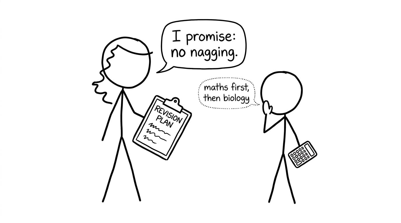 Parent with revision plan, no nagging
