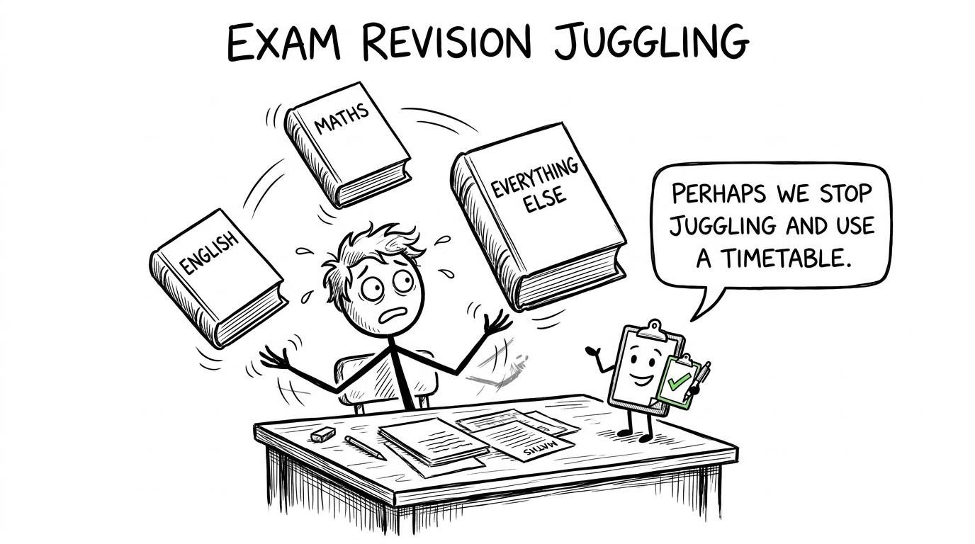 A revision planner persuades a student to stop juggling every subject at once