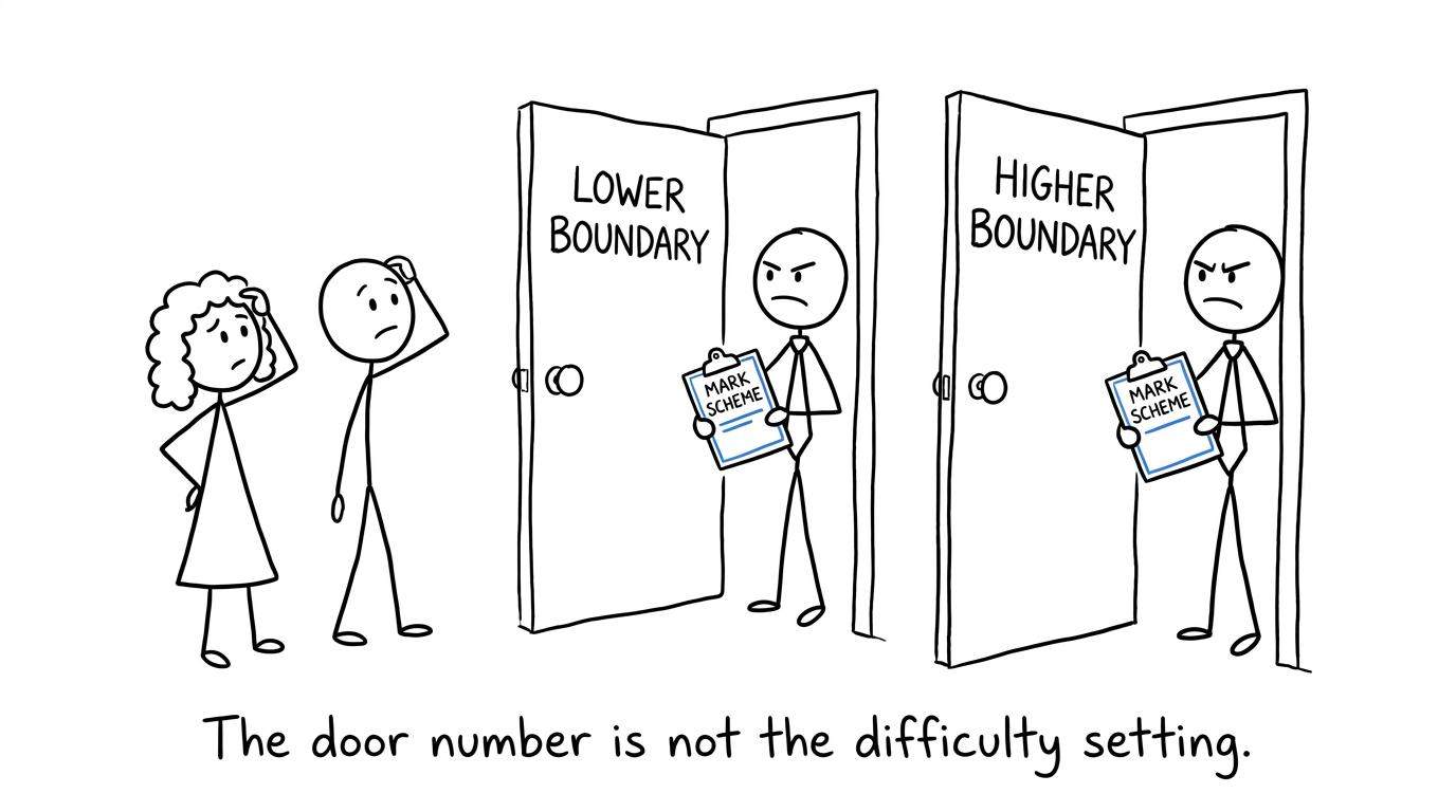 A lower grade boundary is not automatically an easier door