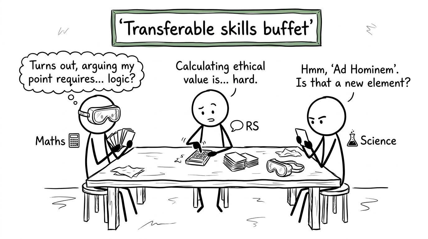 Maths, Religious Studies and Science exchange tools at the transferable skills buffet