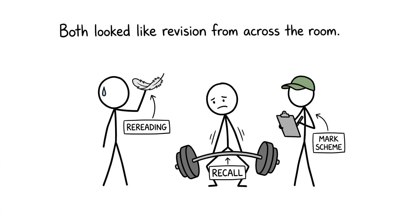 Two students discover that rereading and genuine recall are not the same workout