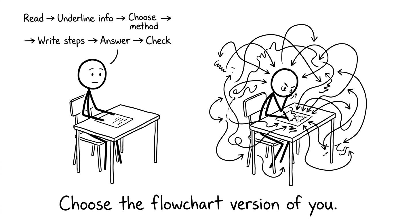 Exam flowchart vs spaghetti panic writing
