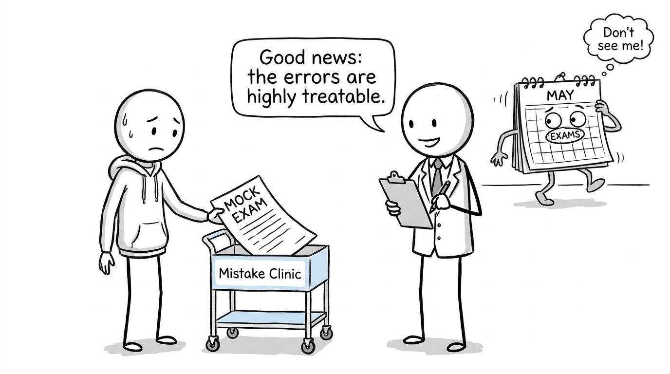 A mock paper arrives at the mistake clinic for highly treatable errors
