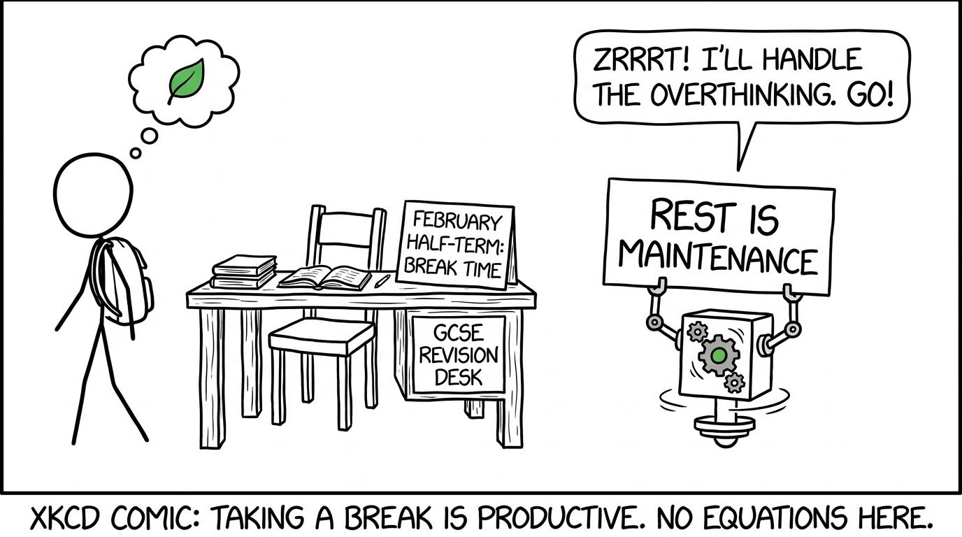 A revision robot explaining that rest is maintenance