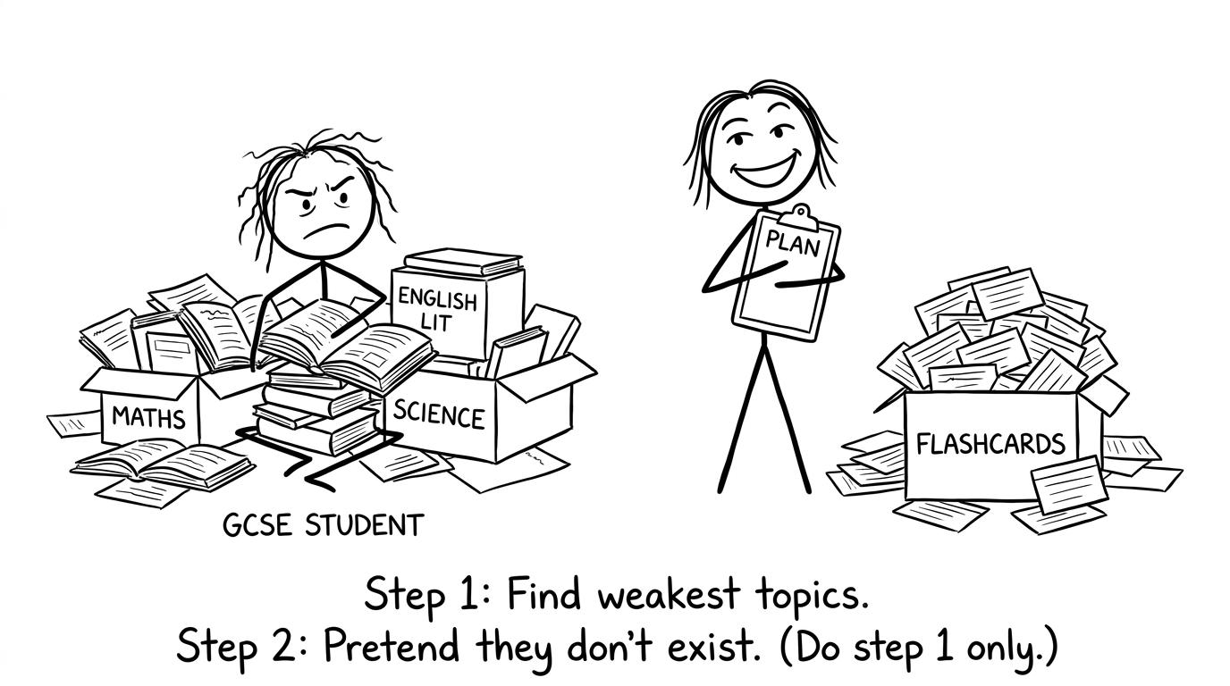 A stressed student with a plan clipboard