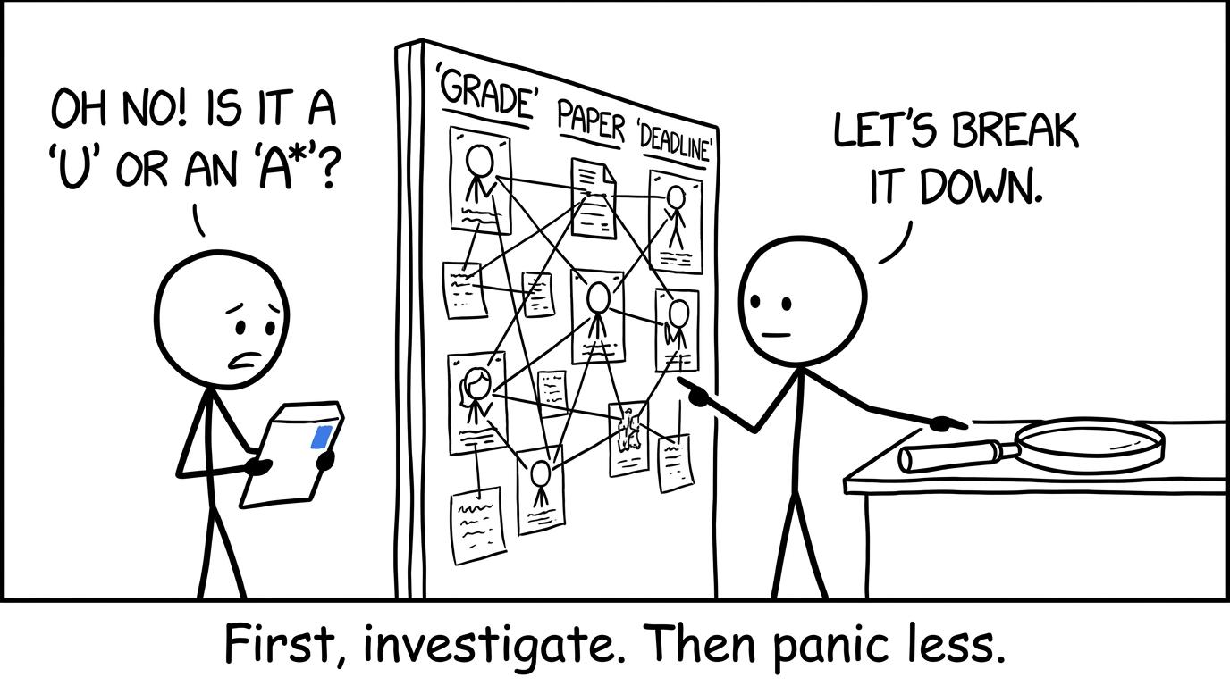 A student investigates an unexpected result with a teacher