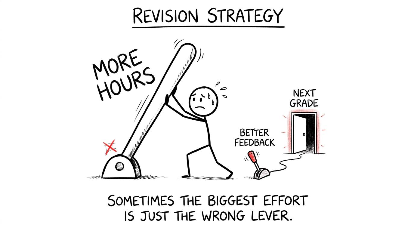 A revision lever showing why better feedback can matter more than simply adding hours