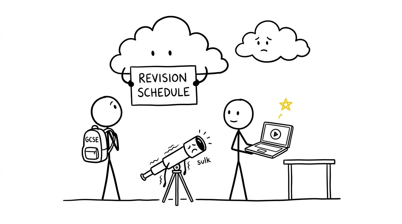 A revision schedule competes with cloudy observing conditions