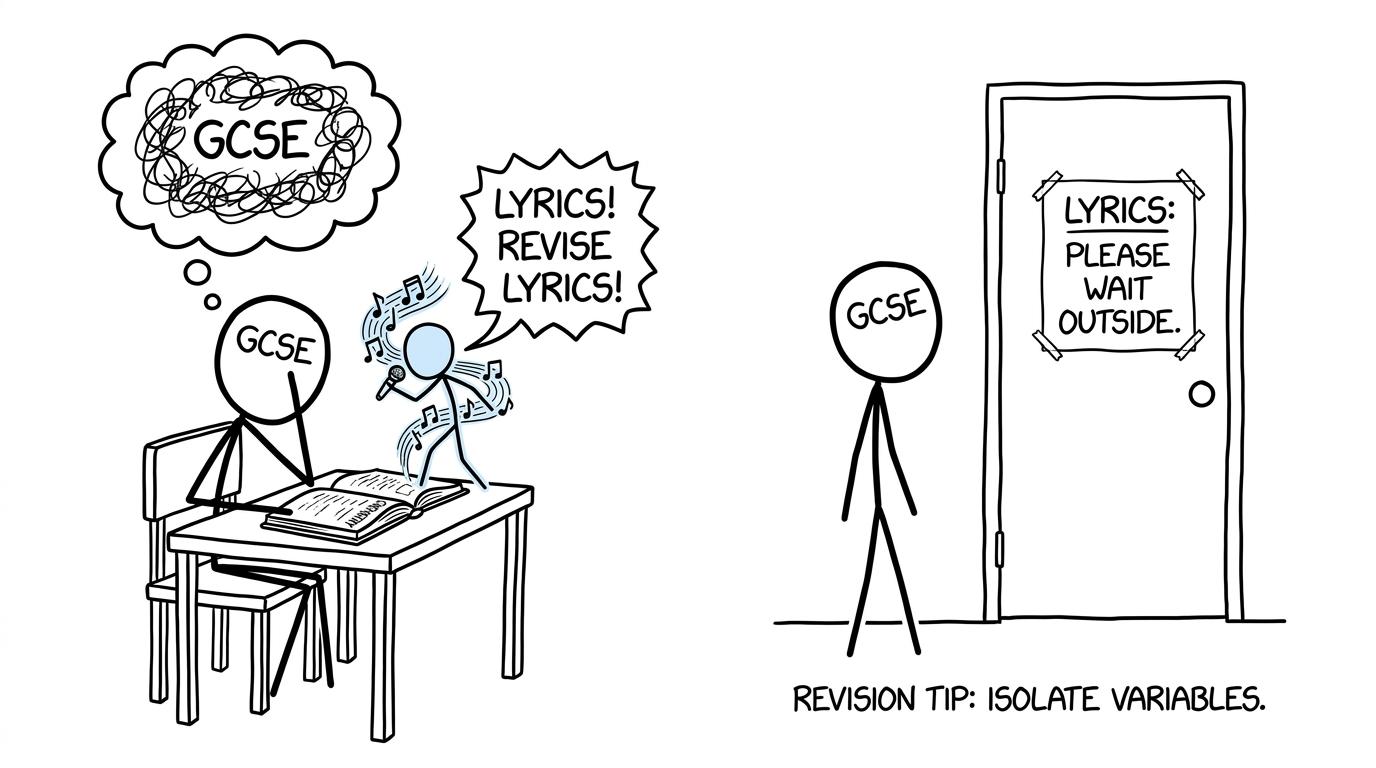 A student politely asking song lyrics to wait outside the revision room