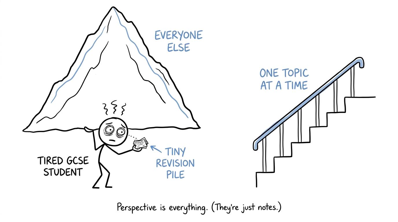A student discovers that the mountain called everyone else is really a small pile of notes viewed too closely