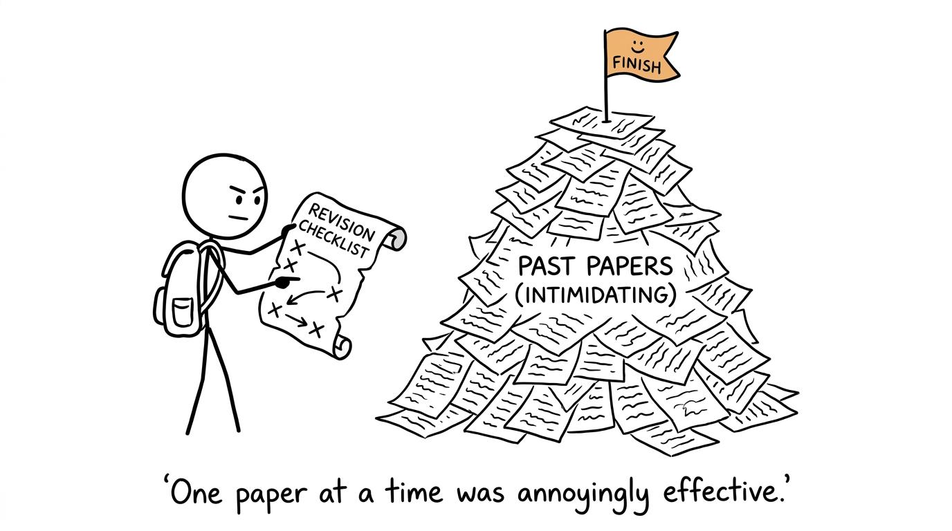 A revision checklist turns a pile of papers into a manageable route