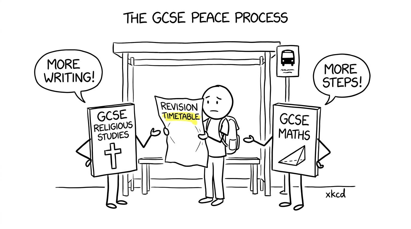 Religious Studies and maths negotiate over space in a GCSE revision timetable