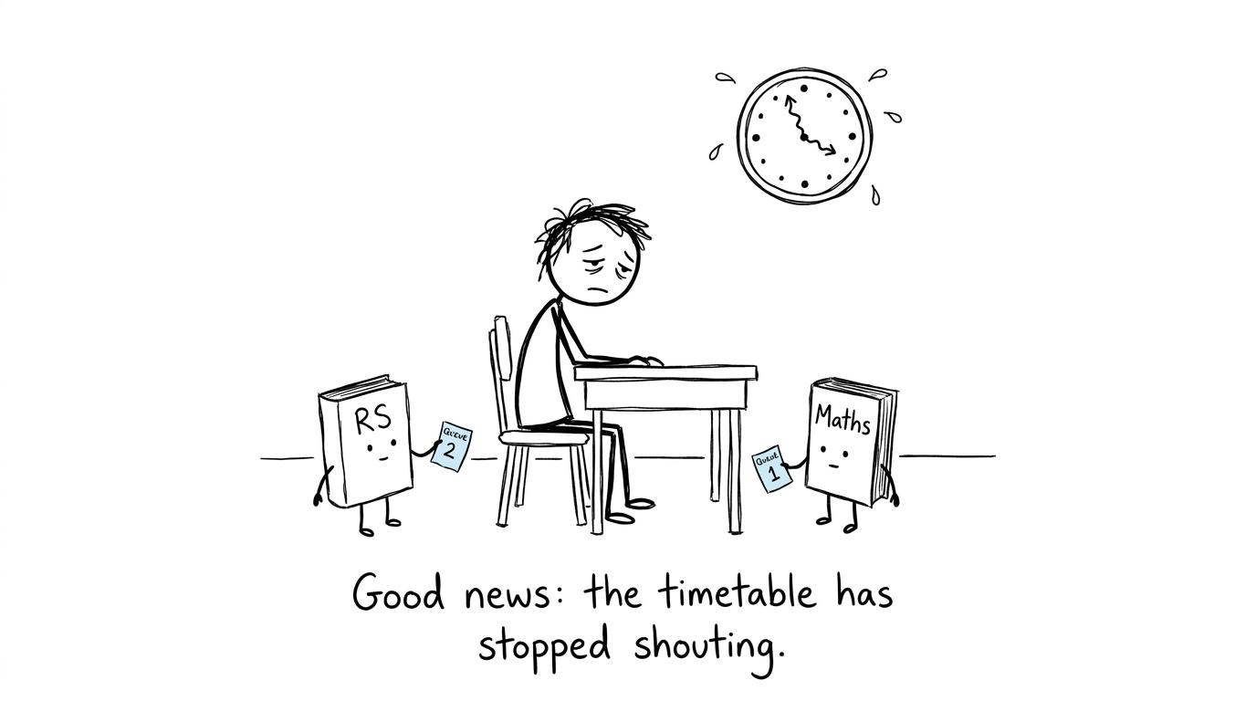 Two revision books calmly take their places in the timetable