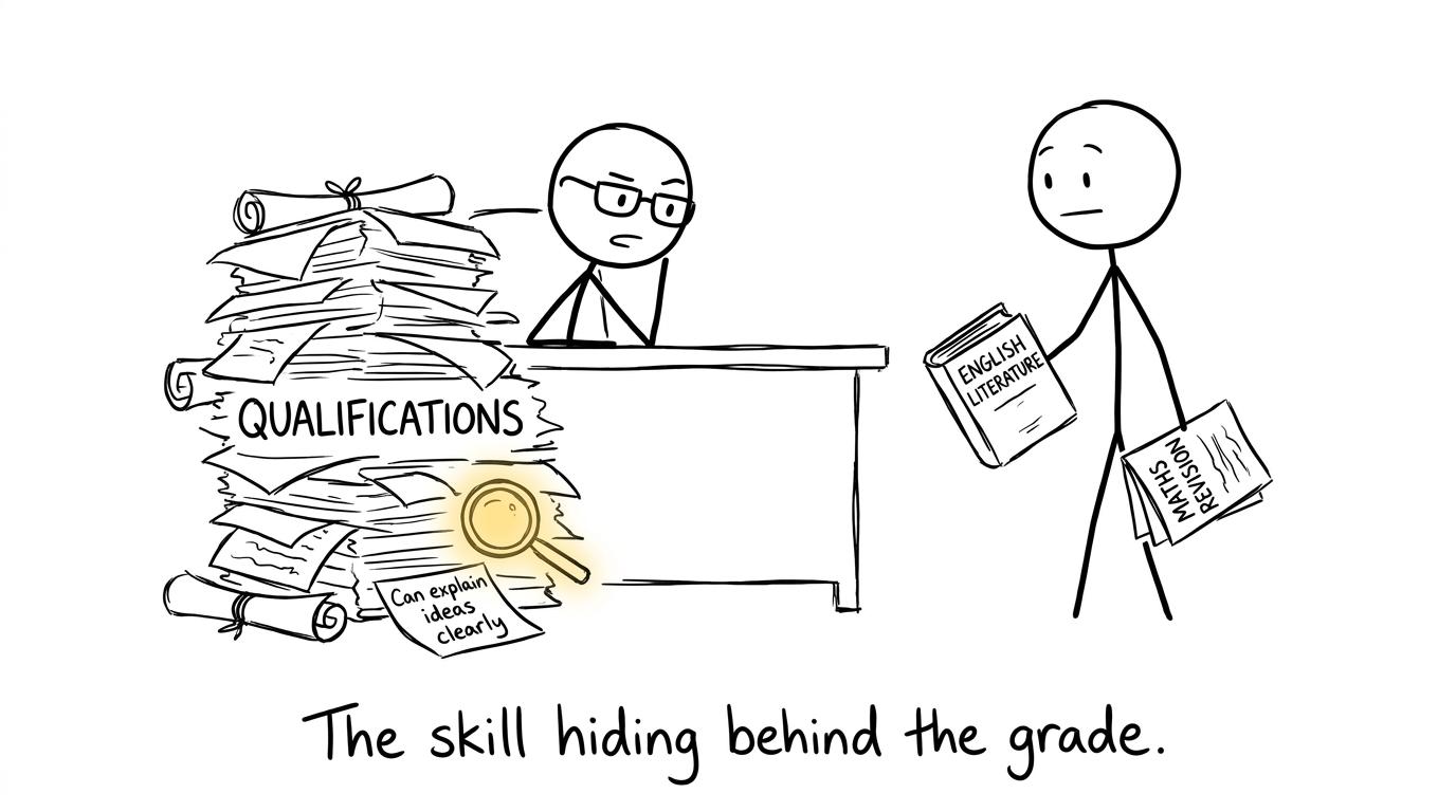 An interviewer finding the communication skill hidden behind qualifications