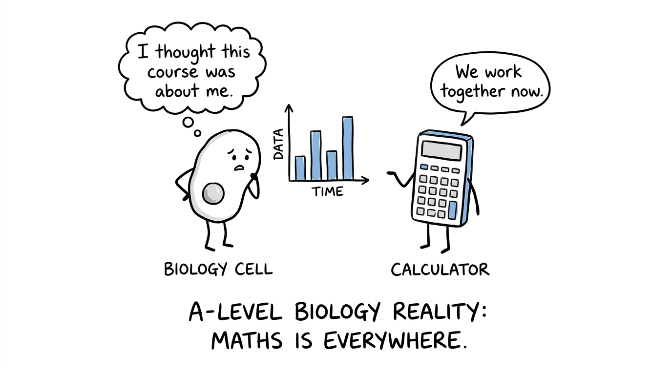 A cell discovering that calculators belong in Biology too