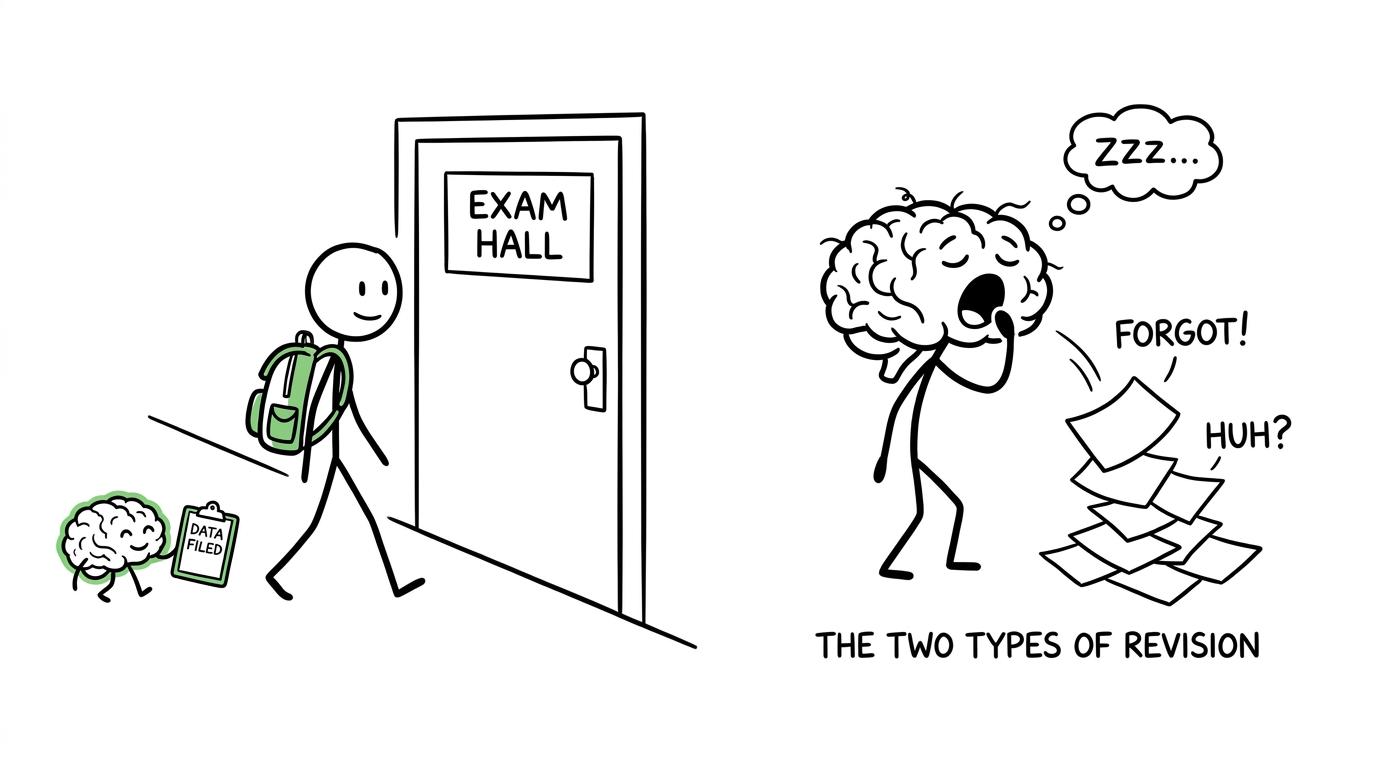 A rested brain arrives with the revision neatly filed while a tired brain chases loose notes