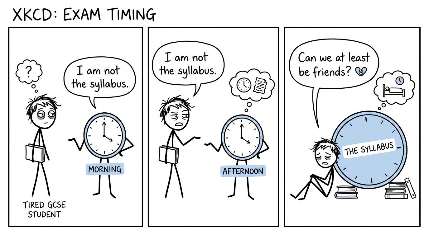 Two clocks discover that neither of them is the syllabus