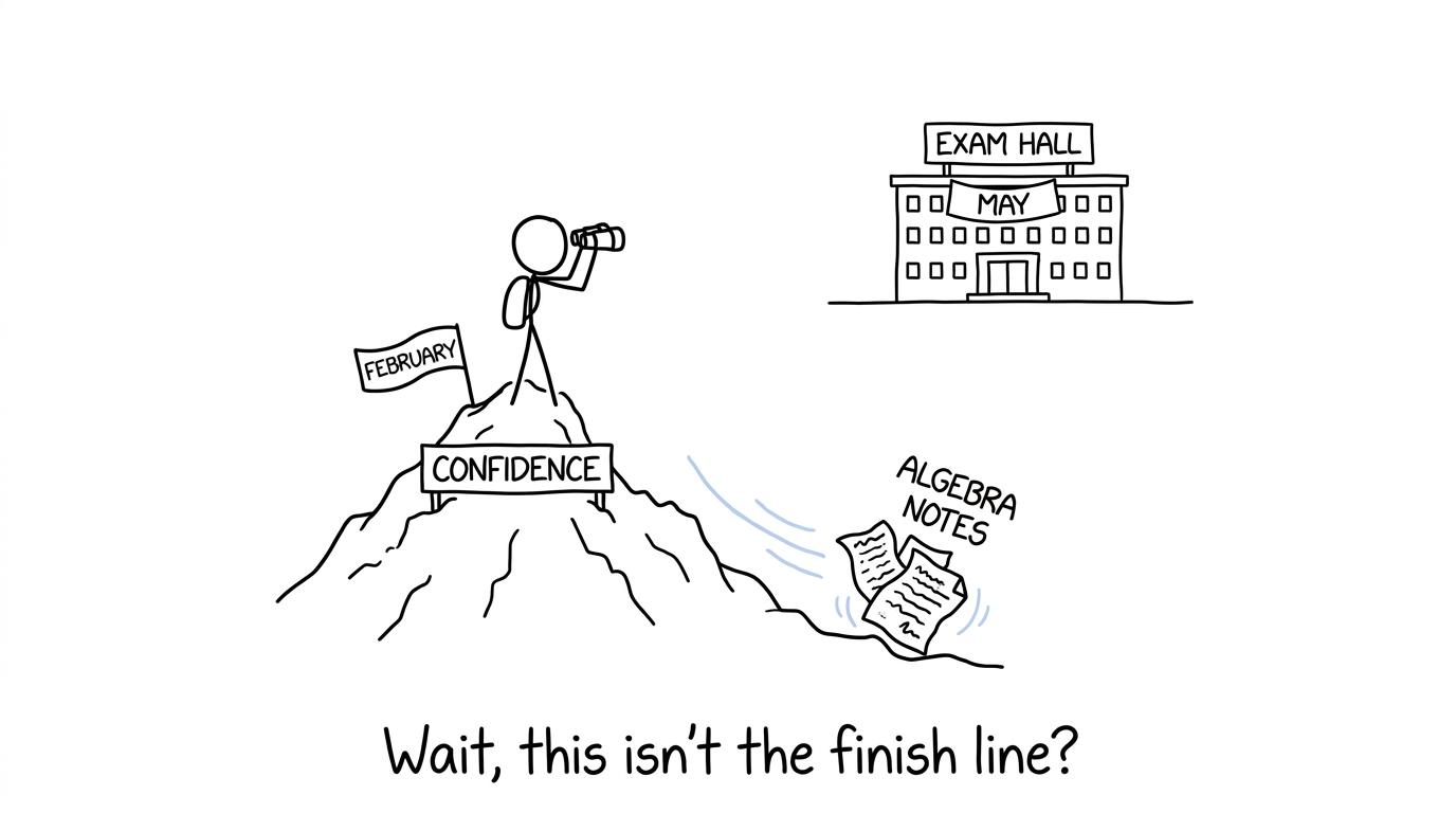 A student discovers that the confidence summit is not the revision finish line