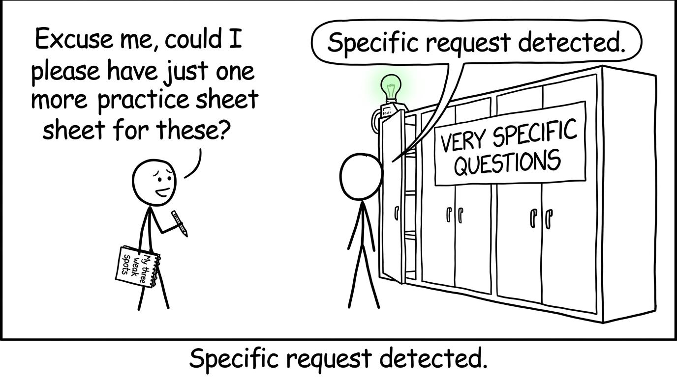A student makes a specific request for chemistry questions