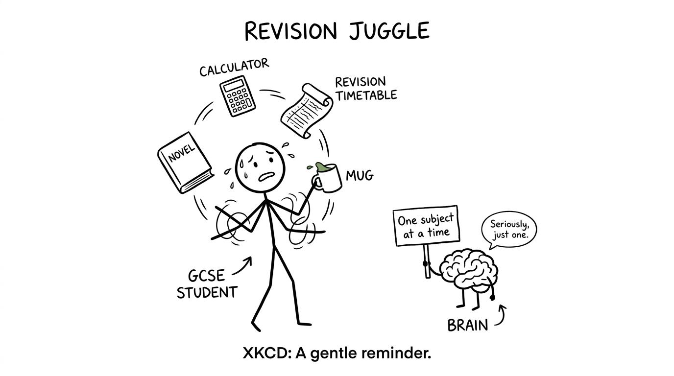 A student's brain recommends revising one subject at a time