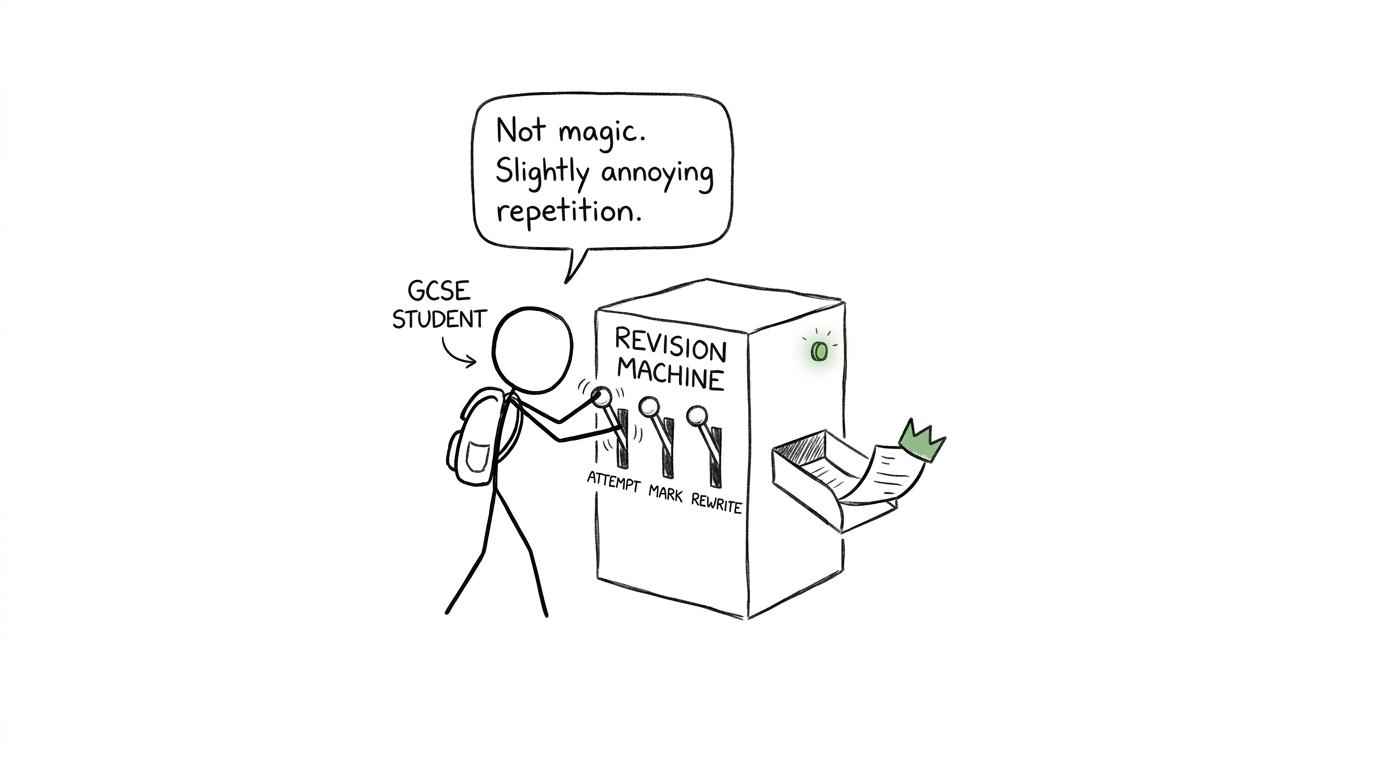 A revision machine turns attempts, marking and rewriting into improvement