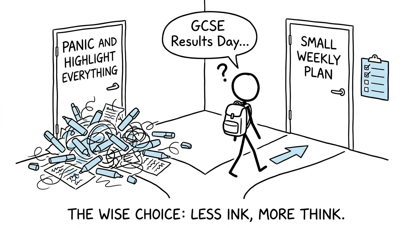 A student chooses a calm weekly resit plan instead of panic highlighting
