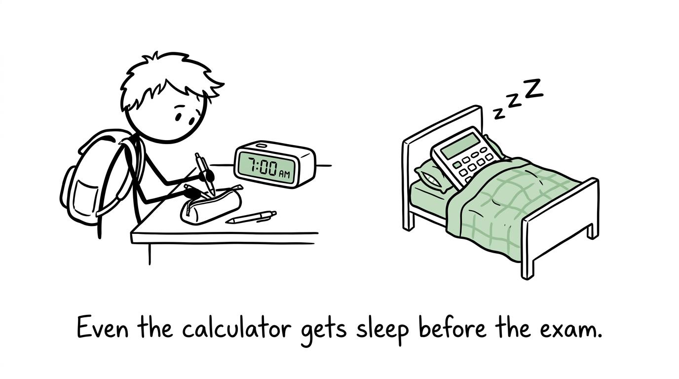 A well-rested calculator prepares for exam day