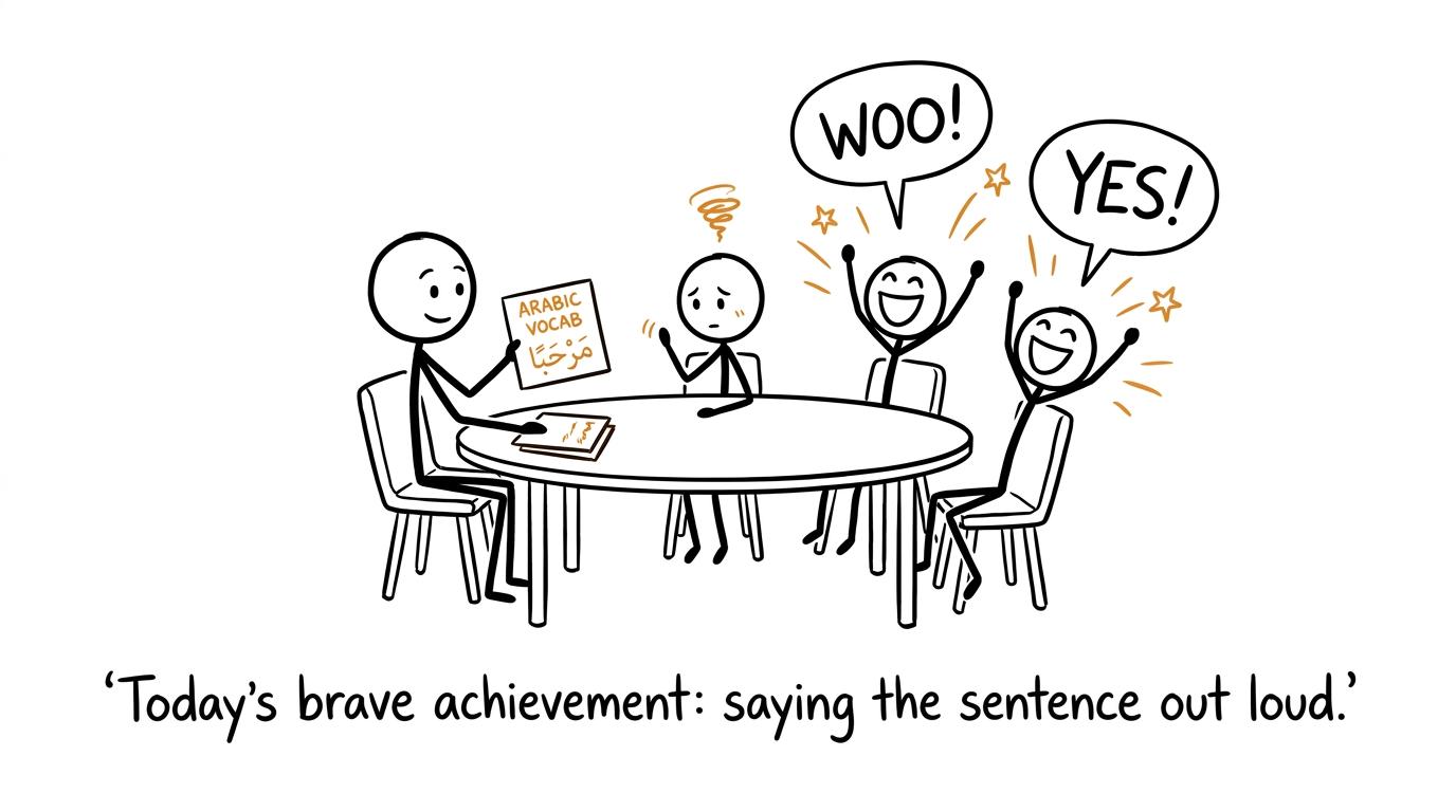 A student finding the confidence to speak in a small group