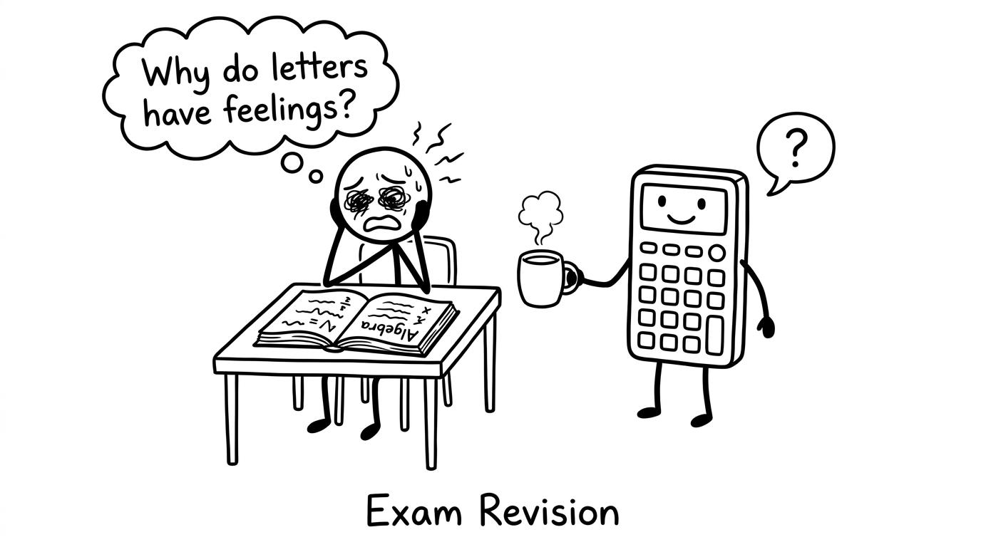 A stressed student vs algebra with tea