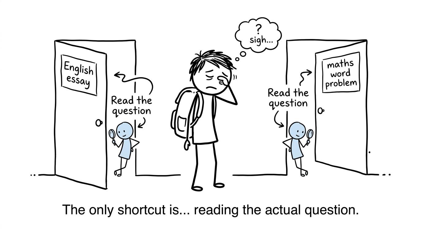 A GCSE student discovers that careful reading unlocks both English essays and maths word problems