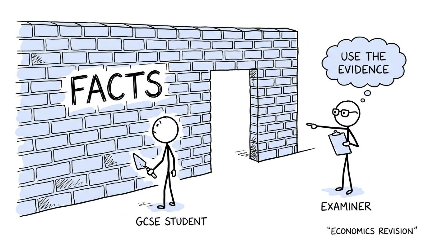 A student has built a wall of facts but forgotten the door marked use the evidence
