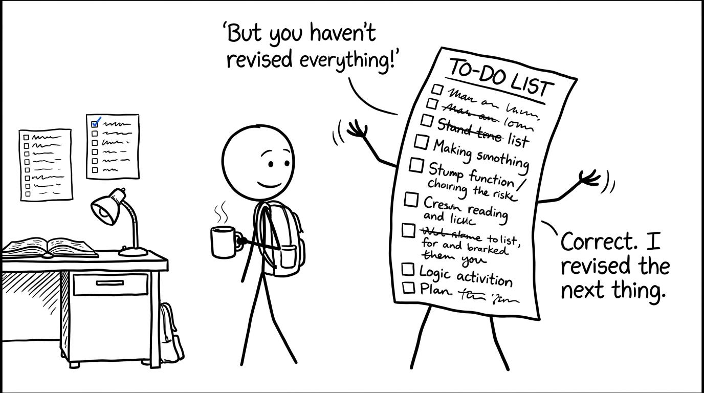 A student calmly leaving an unfinished master list