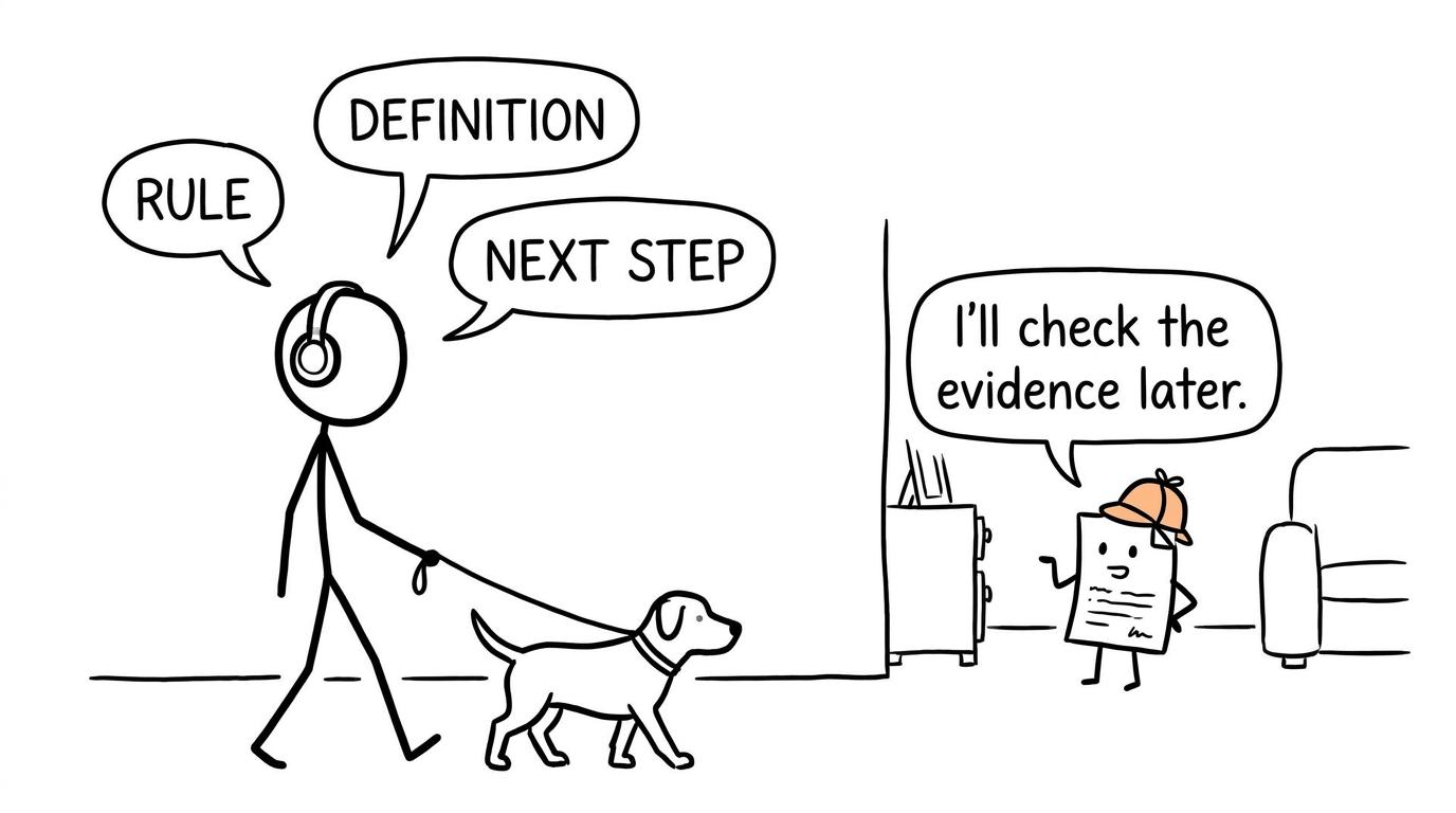 A student listens to maths while walking a dog as an exam paper waits at home to check the evidence