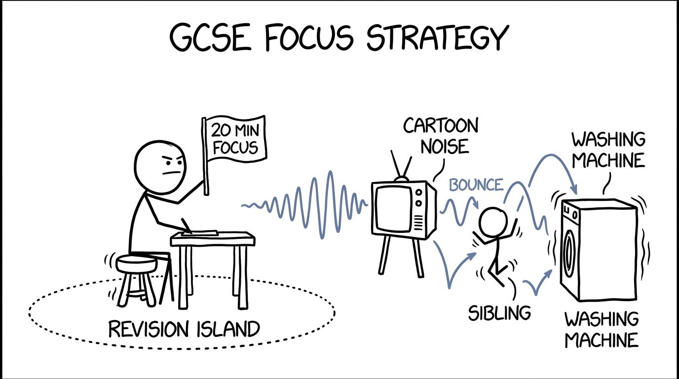 A student creating a small island of focus in a noisy home