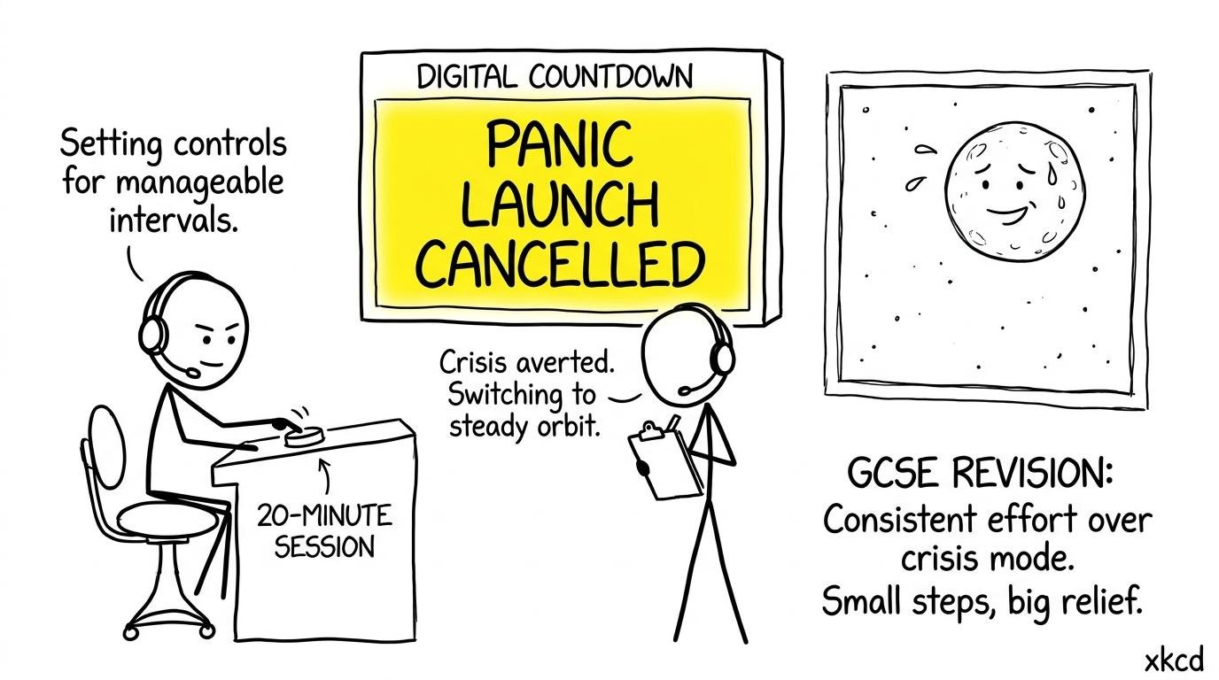 A calm revision session cancels the panic launch at astronomy mission control