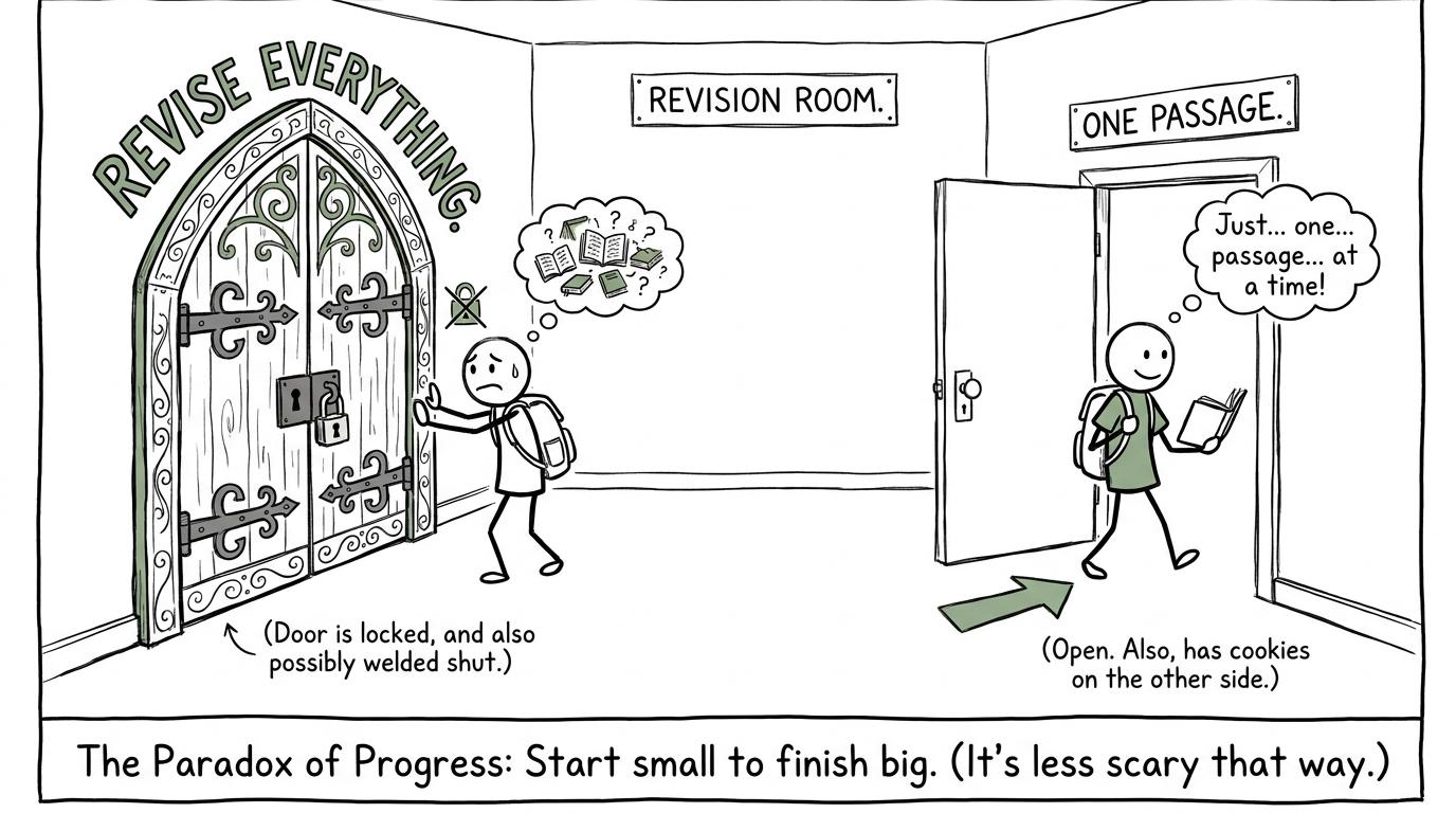 One small revision task is easier to enter than revising everything