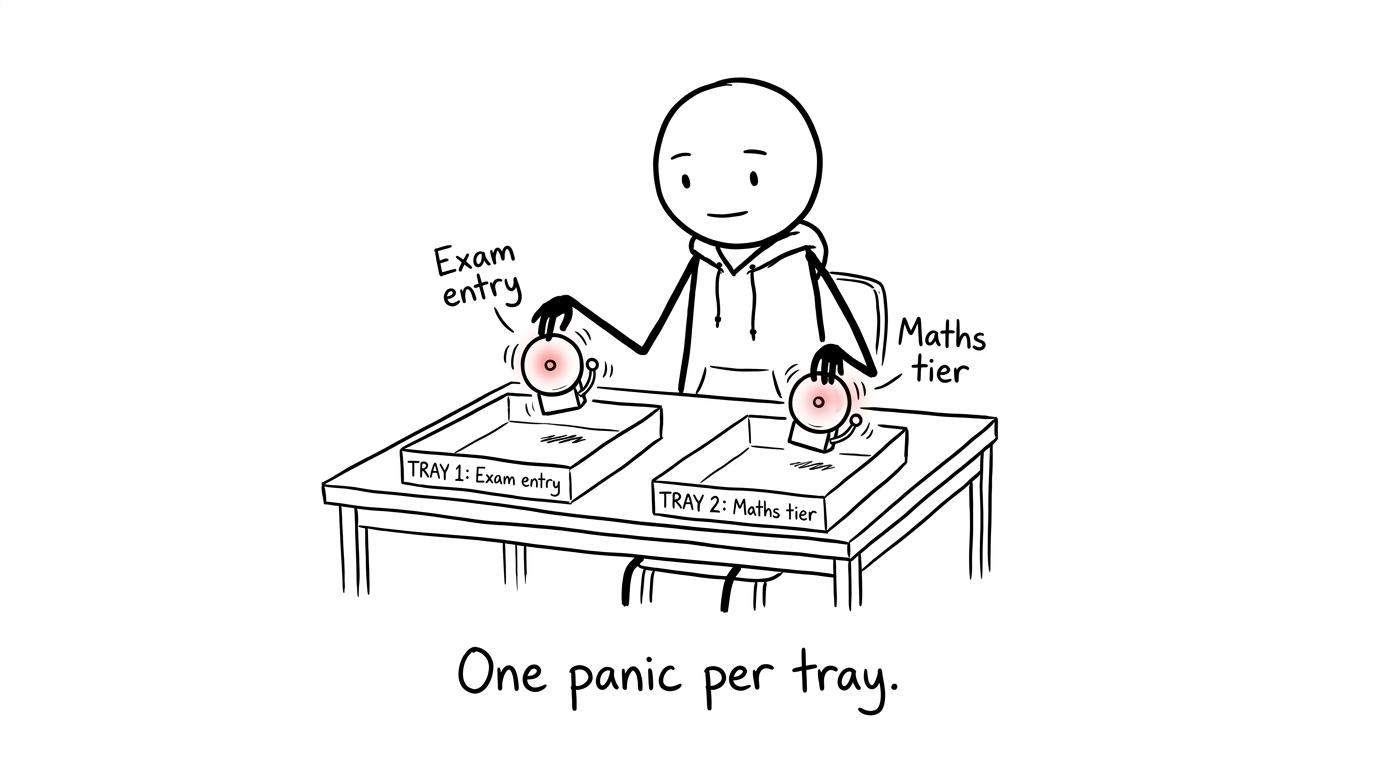 A student separates exam-entry worries from revision