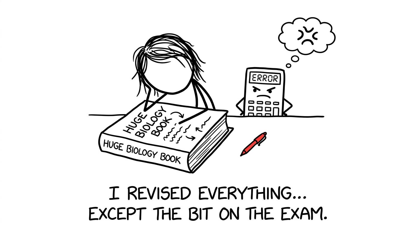A student tries to memorise everything at once