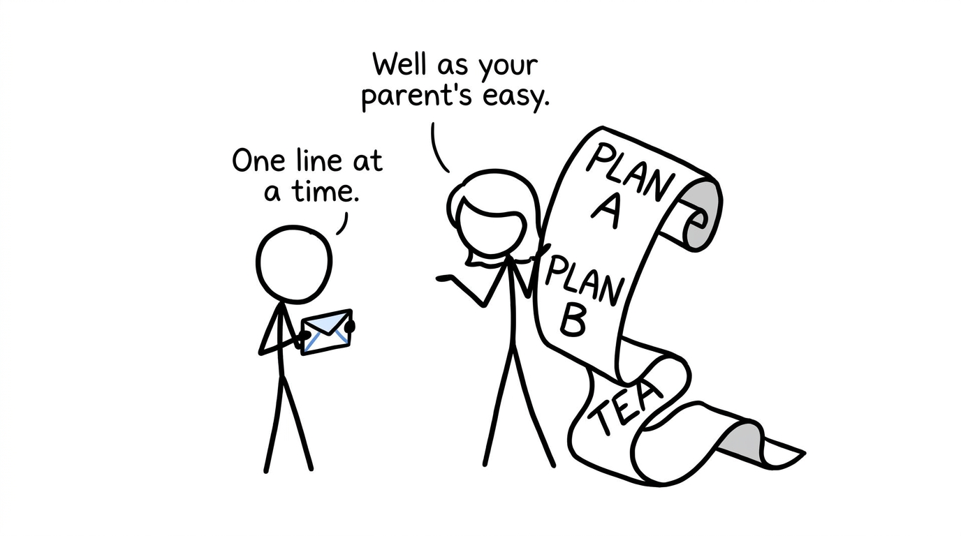 A student and parent calmly opening a results envelope