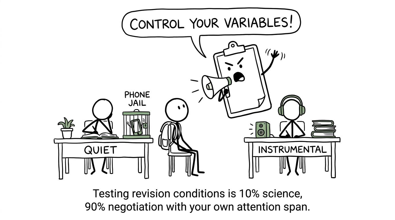 A student controls the variables in a revision sound experiment