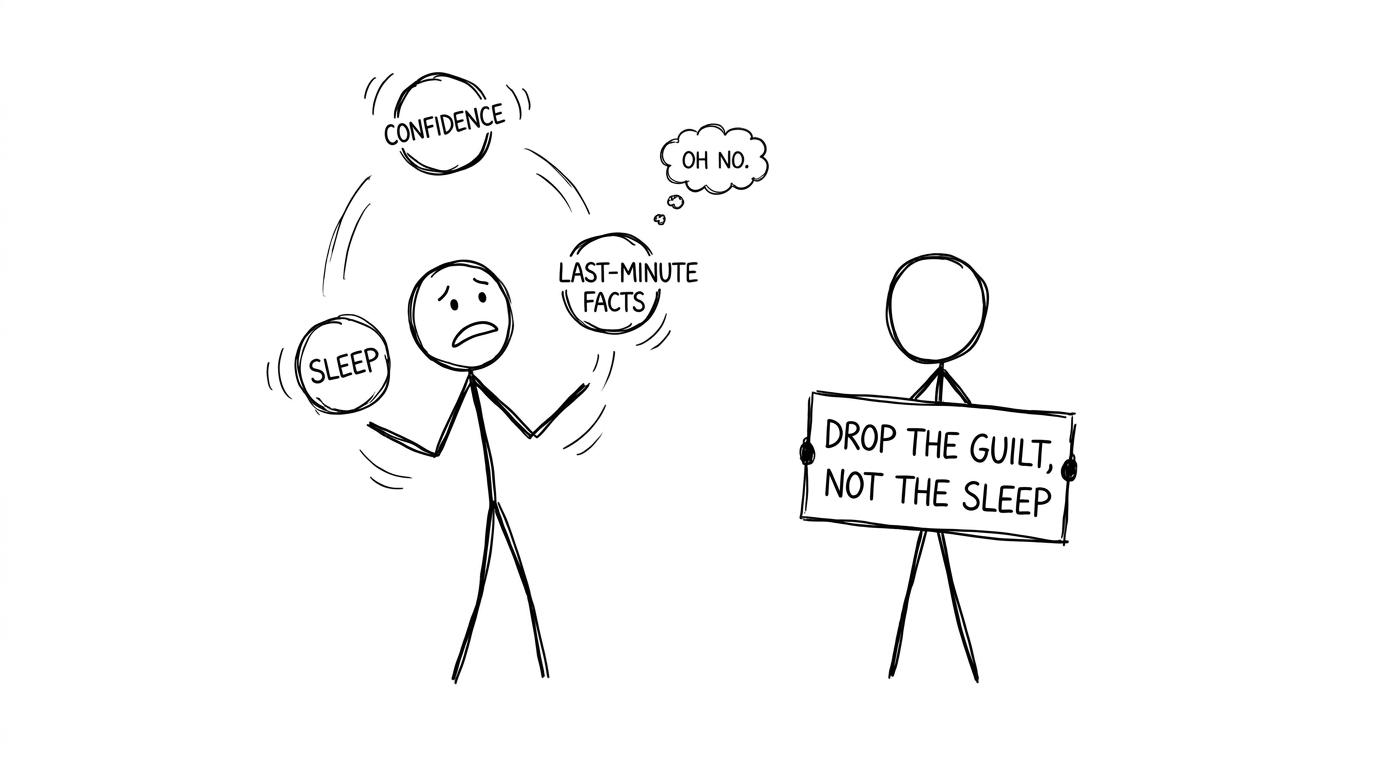 Juggling sleep, confidence, and last-minute facts