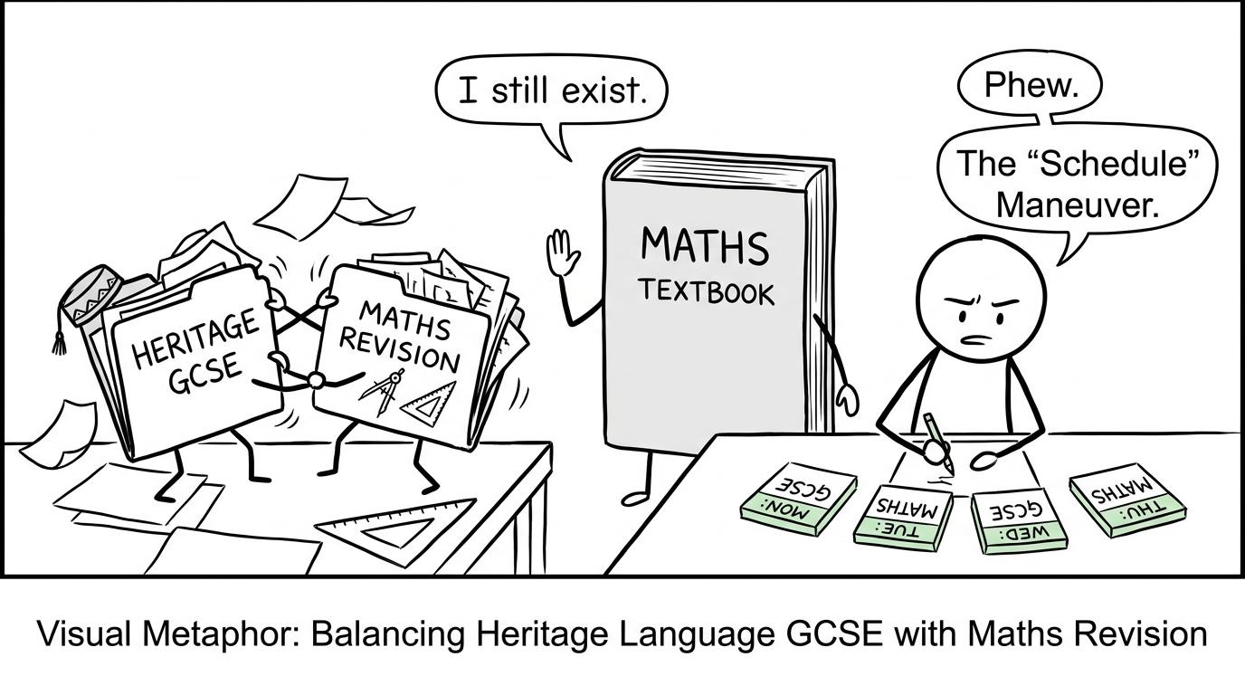 A student making room for language and maths revision in one calm timetable