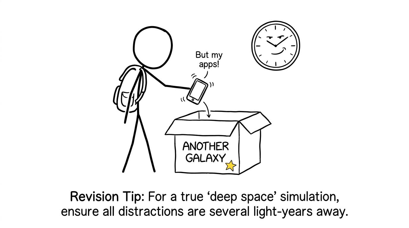 A student sends a mobile phone to another galaxy before starting revision