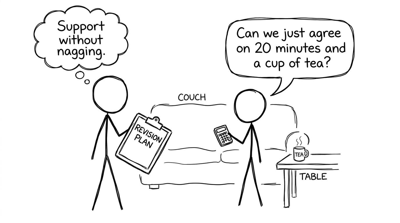 Parent and student negotiating revision calmly